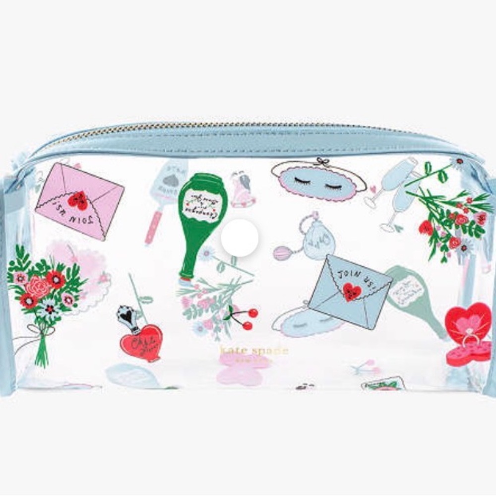 Kate Spade Wedding Cake Toss Bridal Kit Cosmetic Bag Blue